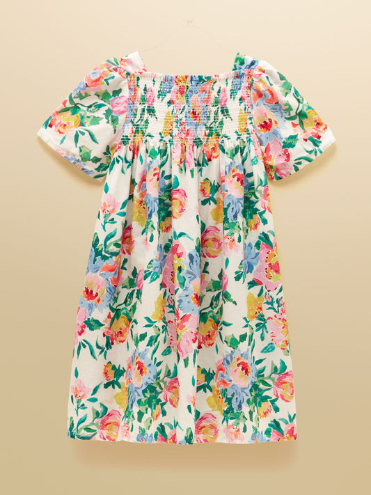 Dsiney Kidz - Joules Girls' Eliza Cream Floral Shirred Woven Dress image 2