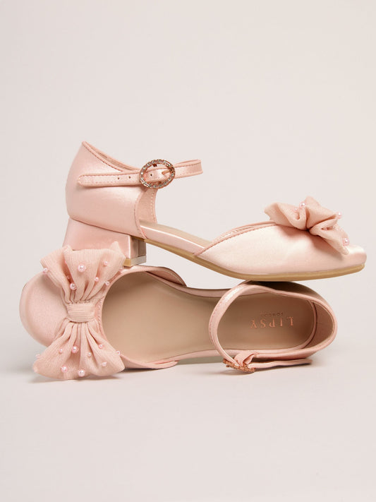 Lipsy Pink Standard Fit (F) Low Block Heel Pearl Bow Occasion Flower Heeled Sandals image 2