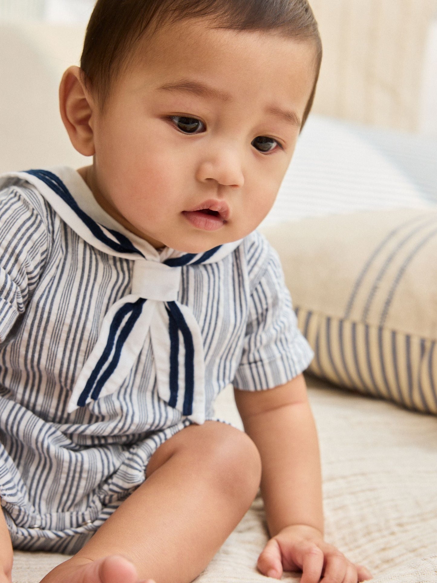 Blue Stripe Woven Baby Romper (0mths-3yrs) image 4