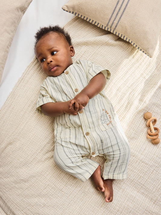 Mono Stripe Short Sleeve Baby Romper (0mths-3yrs) image 2