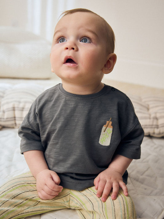Grey Picnic Top & Trousers Baby Set (0mths-2yrs) image 2