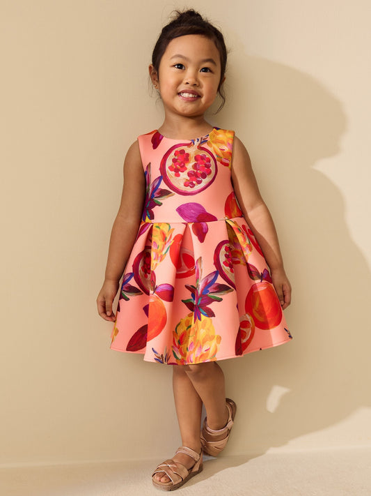 Dsiney Kidz - Orange Fruit Scuba Occasion Dress (3mths-7yrs) image 2
