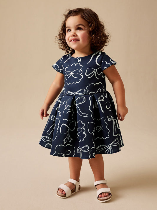 Dsiney Kidz - Navy Bows Scuba Occasion Dress (3mths-7yrs) image 2