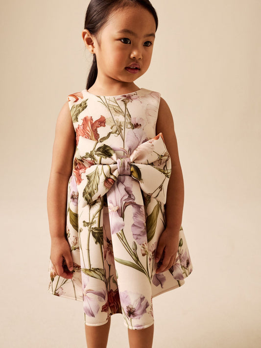 Dsiney Kidz - Cream Floral Scuba Occasion Dress (3mths-7yrs) image 2