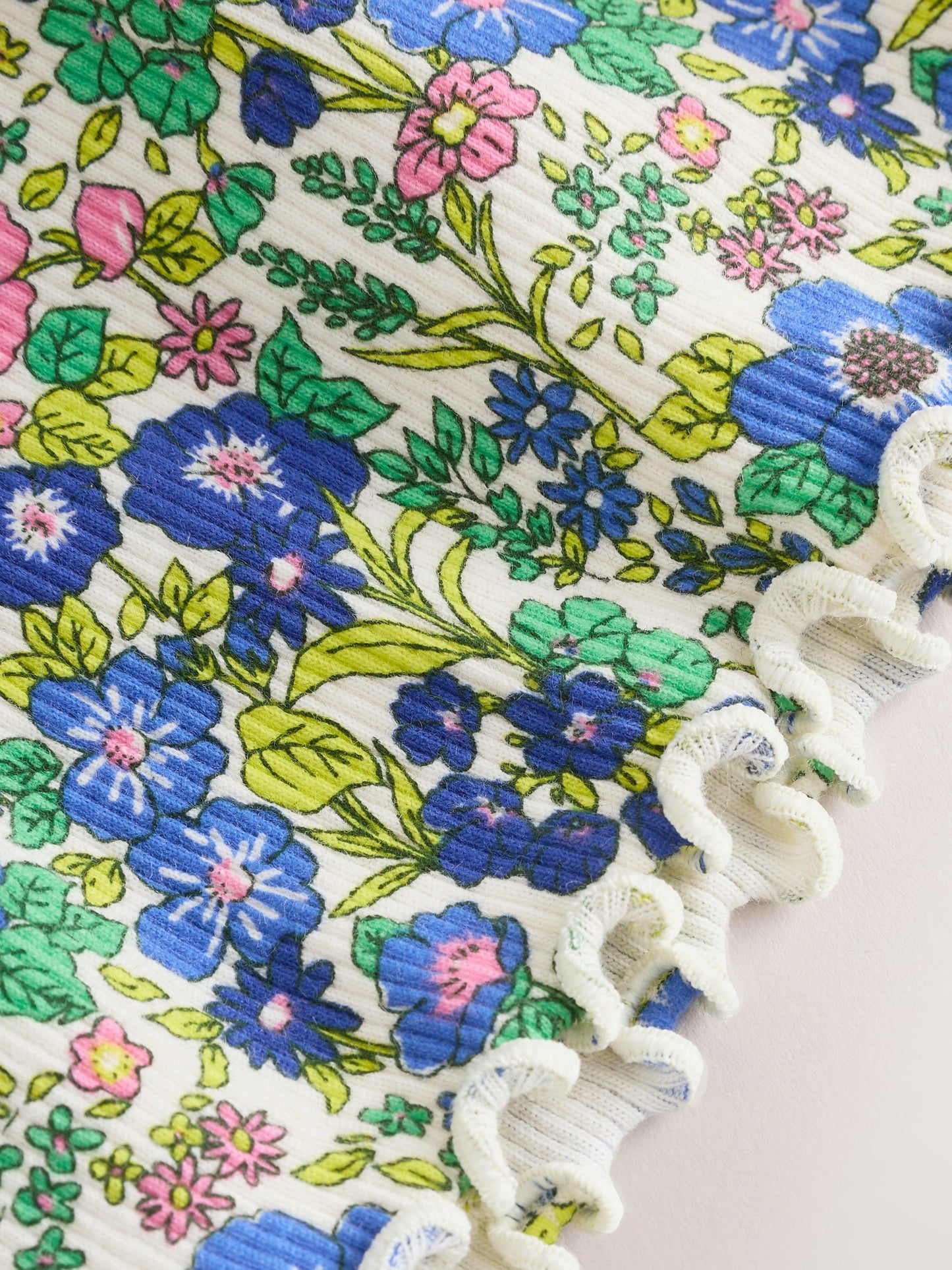 Blue Floral Short Sleeve Ribbed Dress (3mths-7yrs) image 7