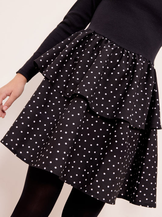 Lipsy Black 2-In-1 Polka Dot Tiered Dress (5-16yrs) - image 2