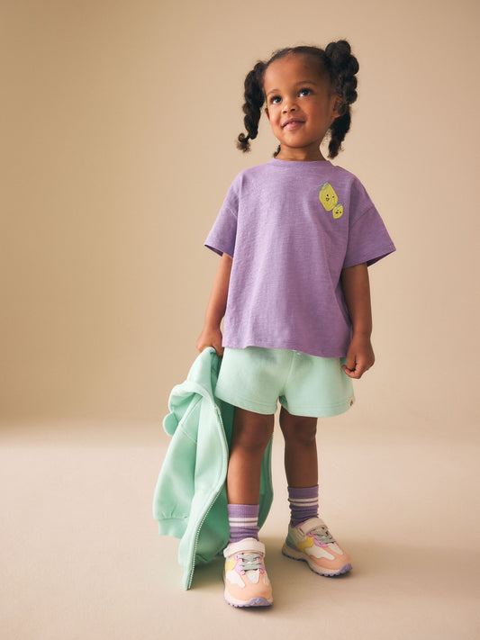 Mint Green Plain Sweat Shorts (3mths-7yrs) image 2