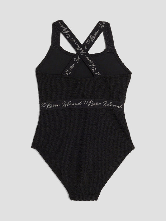 Dsiney Kidz - River Island Black Elastic Textured Swimsuit image 2