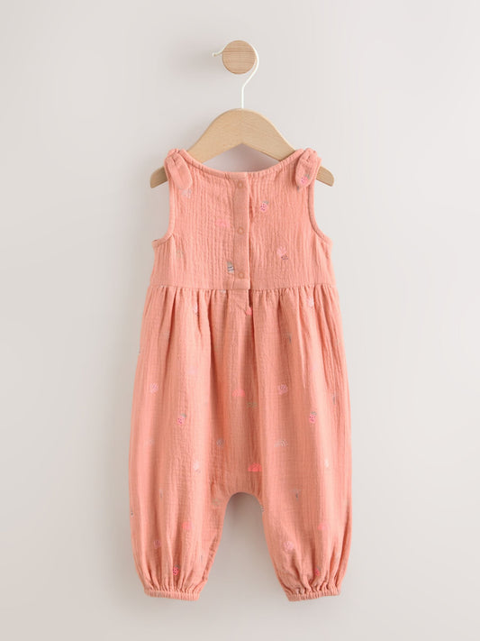 Orange Tropical Baby Long Leg Muslin Romper (0mths-3yrs) image 2