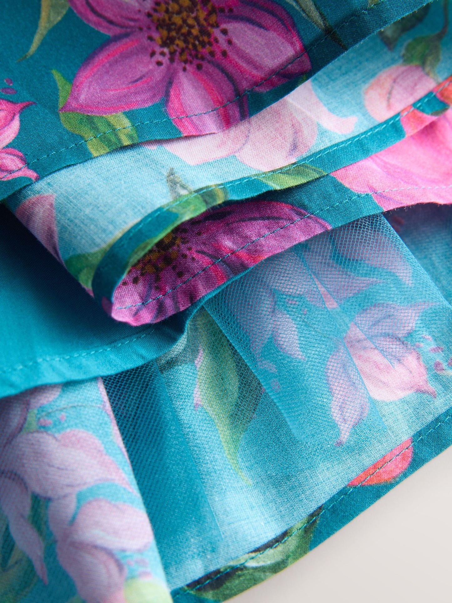 Teal Blue Floral Print Prom Dress (3-14yrs) image 8