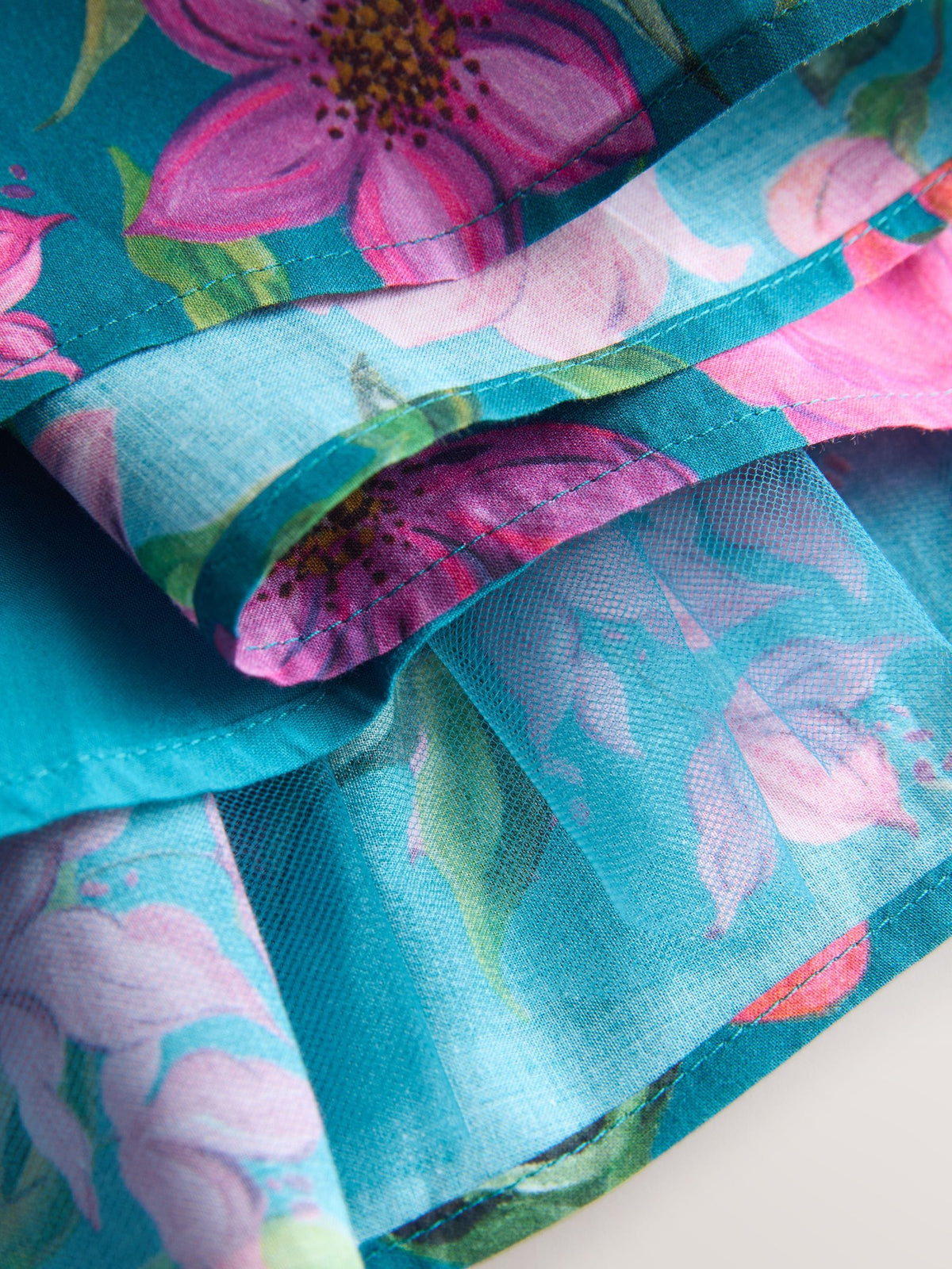 Dsiney Kidz - Teal Blue Floral Print Prom Dress (3-14yrs) image 8