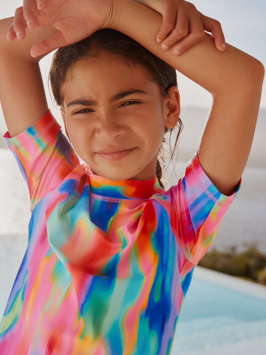 Dsiney Kidz - Rainbow Tie Dye Sunsafe Rash Vest And Shorts Swim Set (3-16yrs) image 2