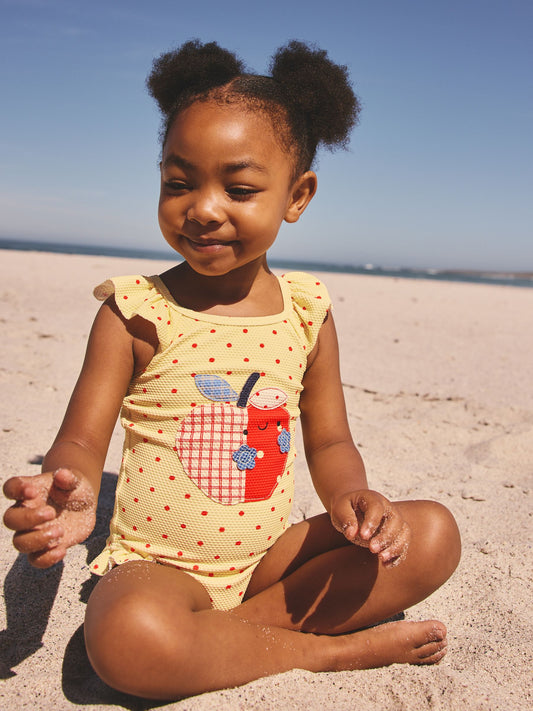Yellow Apple Polka Dot Frill Swimsuit (3mths-7yrs) image 2