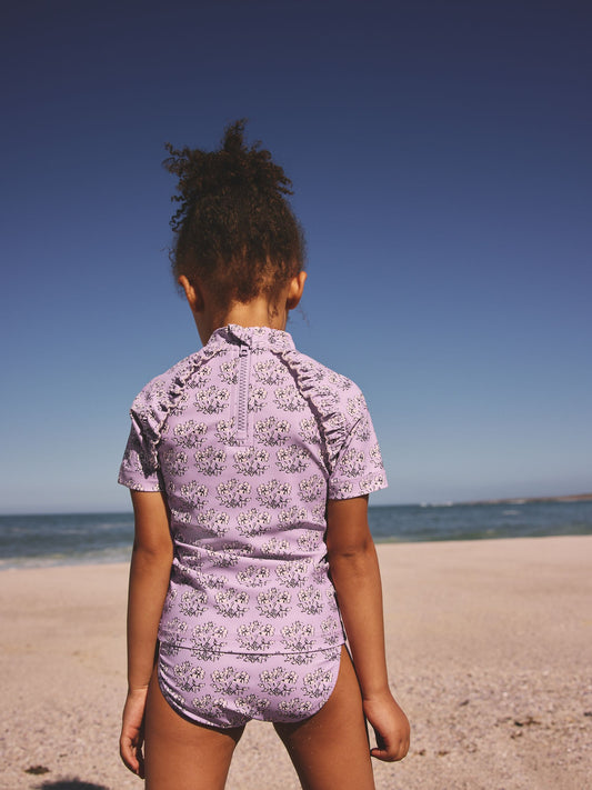 Dsiney Kidz - Lilac Purple Ditsy Floral Short Sleeved Sunsafe Swim Set (3mths-10yrs) image 2
