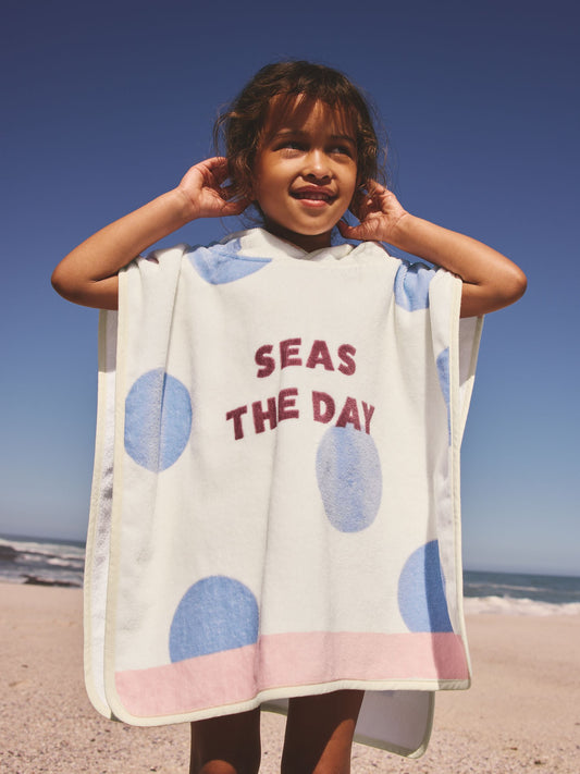 Dsiney Kidz - Neutral Polka Dot Slogan Towelling Poncho (9mths-10yrs) image 2