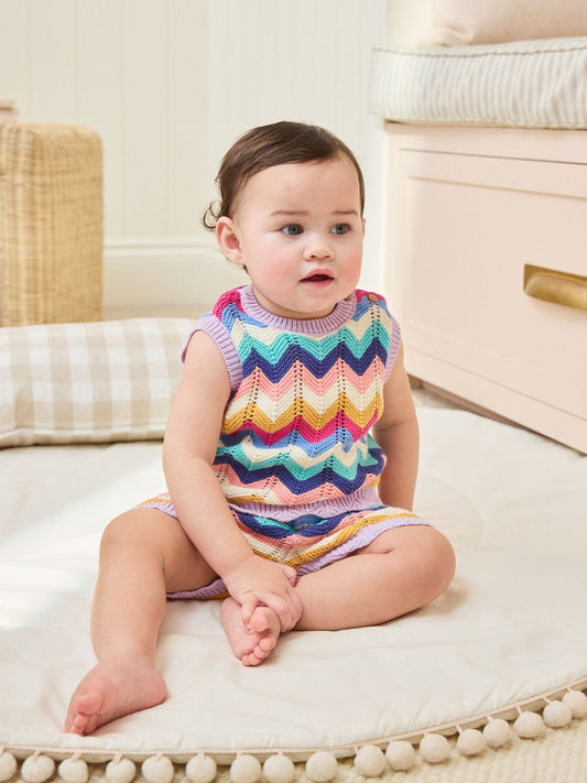 Dsiney Kidz - Multi Stripe Knitted Top and Shorts Baby Set 2 Piece (0mths-2yrs) image 2