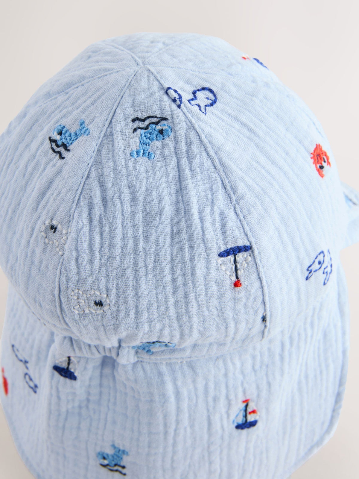 Blue Embroidered Legionnaire Baby Summer Hat image 3