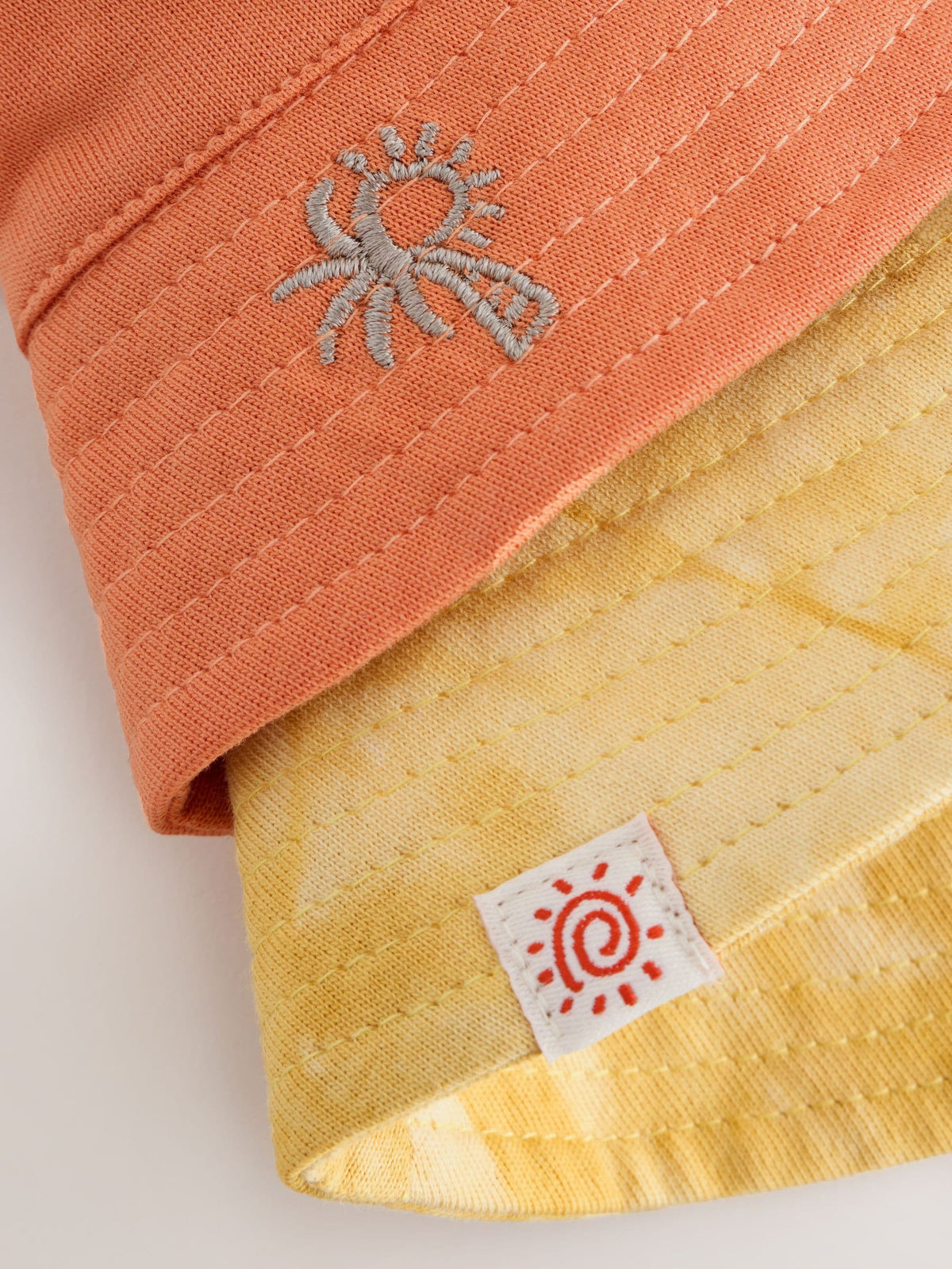 Orange Embroidered and Yellow Tie Dye Baby Bucket Hats 2 Pack image 5