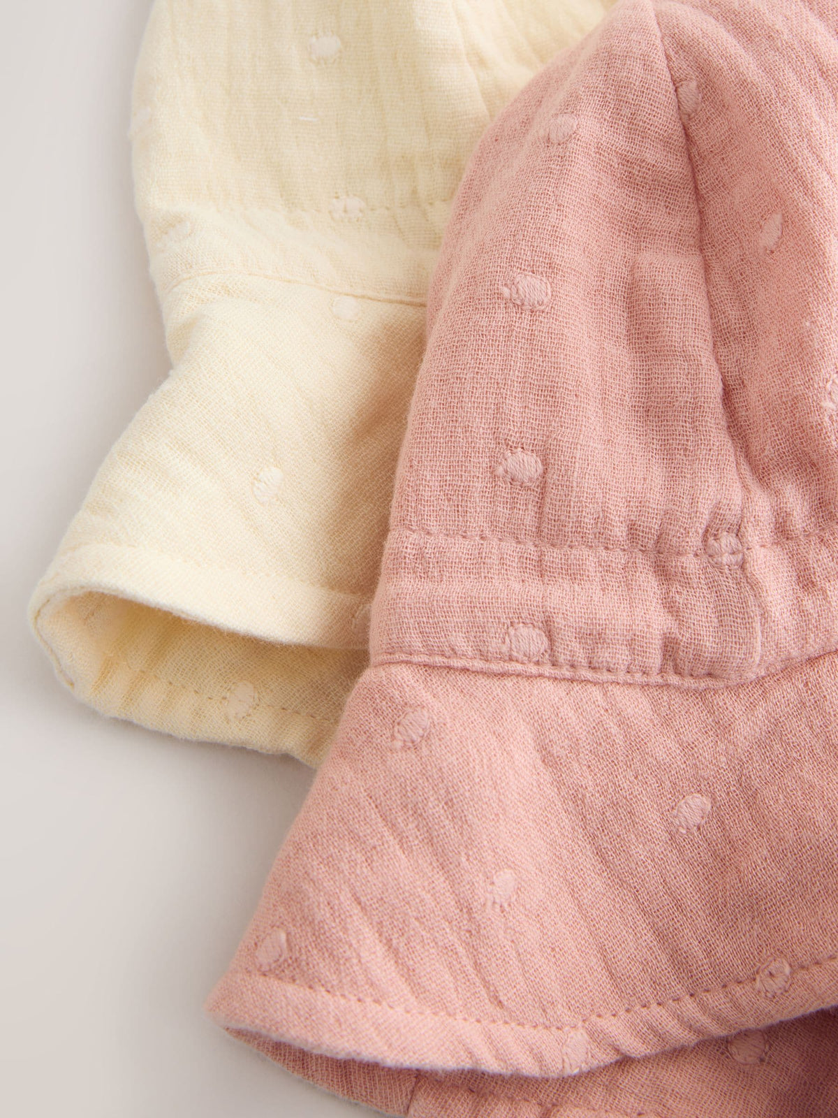 Pink and Beige Woven Baby Bucket Hats 2 Pack (0mths-2yrs) image 5