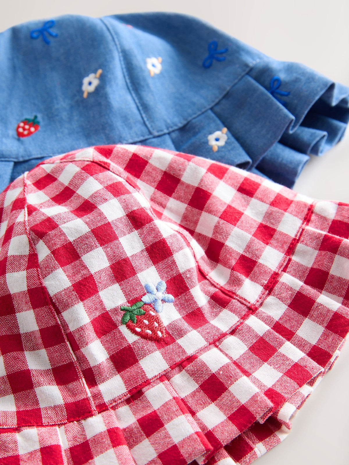 Blue and Red Embroidered Strawberry Baby Bucket Hats 2 Pack image 5