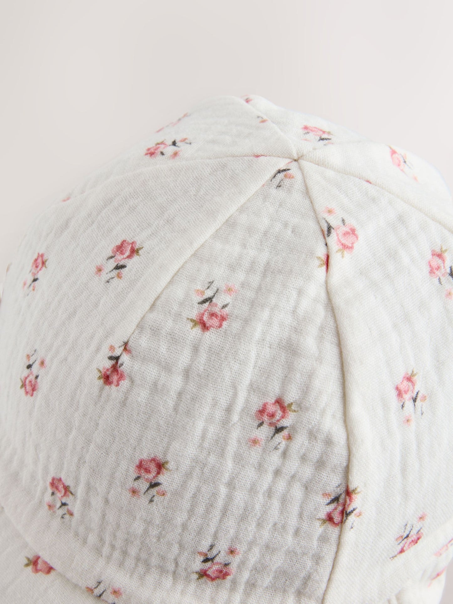 White Floral Woven Legionnaire Baby Hat image 3