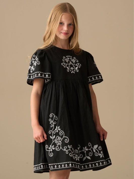 Dsiney Kidz - Angel & Rocket Black Reyna Embroidered Balloon Sleeve Dress image 2