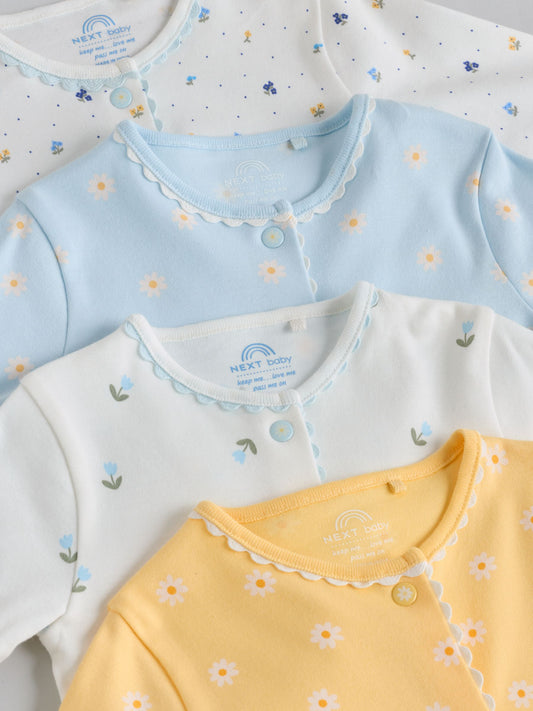 Blue/Yellow Baby Sleepsuits 4 Pack (0mths-2yrs) image 3