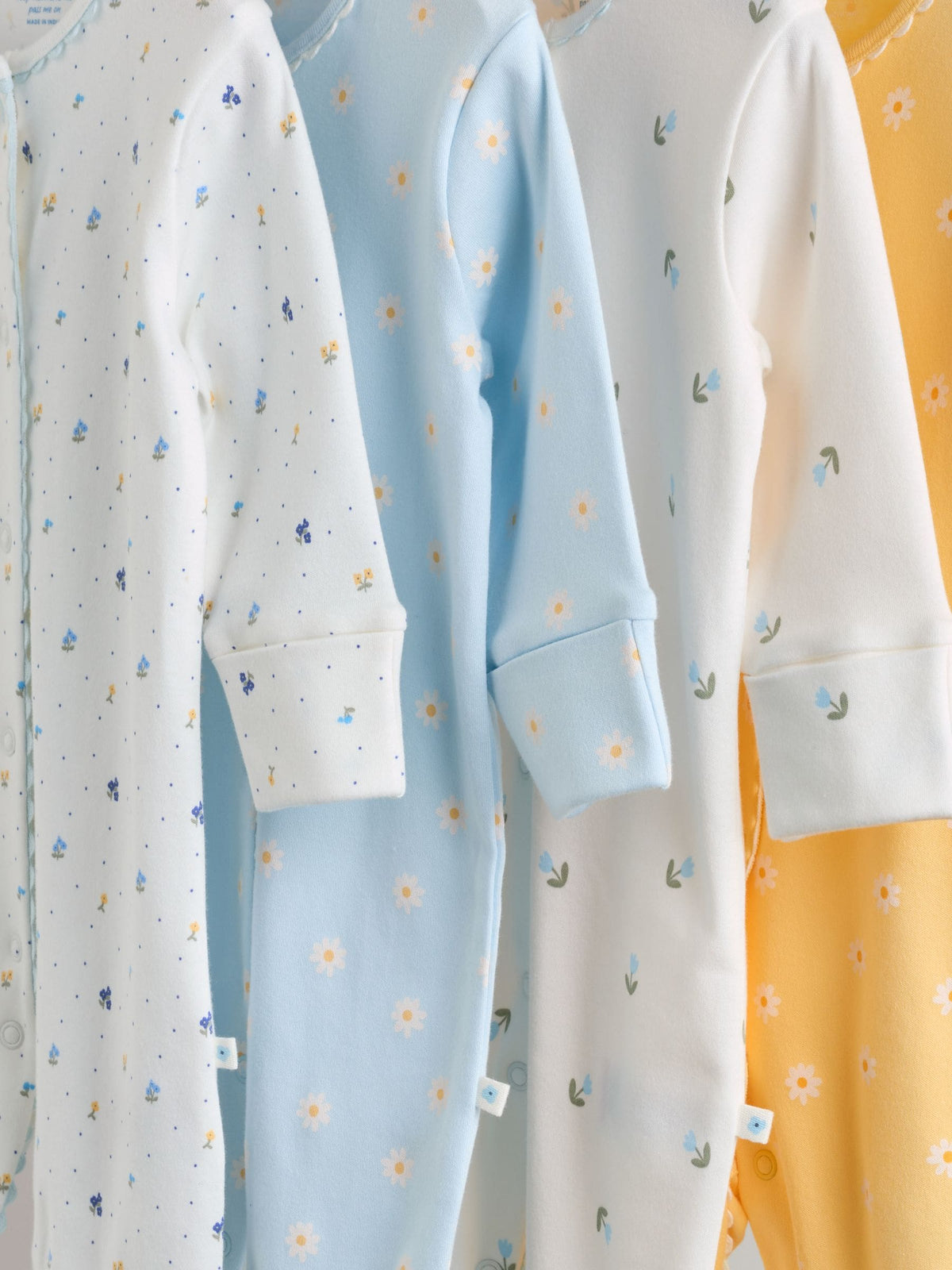Blue/Yellow Baby Sleepsuits 4 Pack (0mths-2yrs) image 8