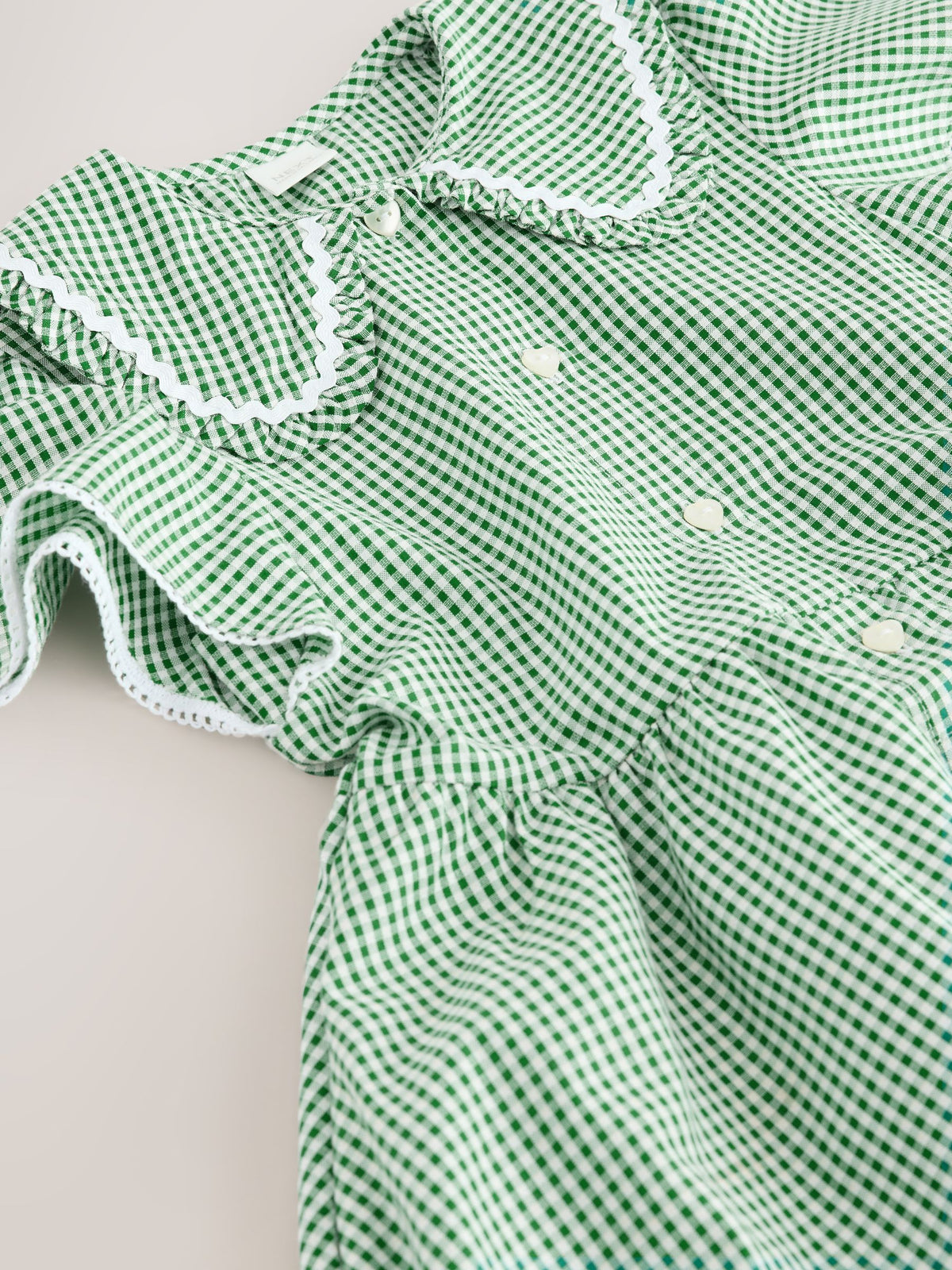 Dsiney Kidz - Green Gingham Cotton Rich Angel Sleeve School Dress (3-14yrs) image 10