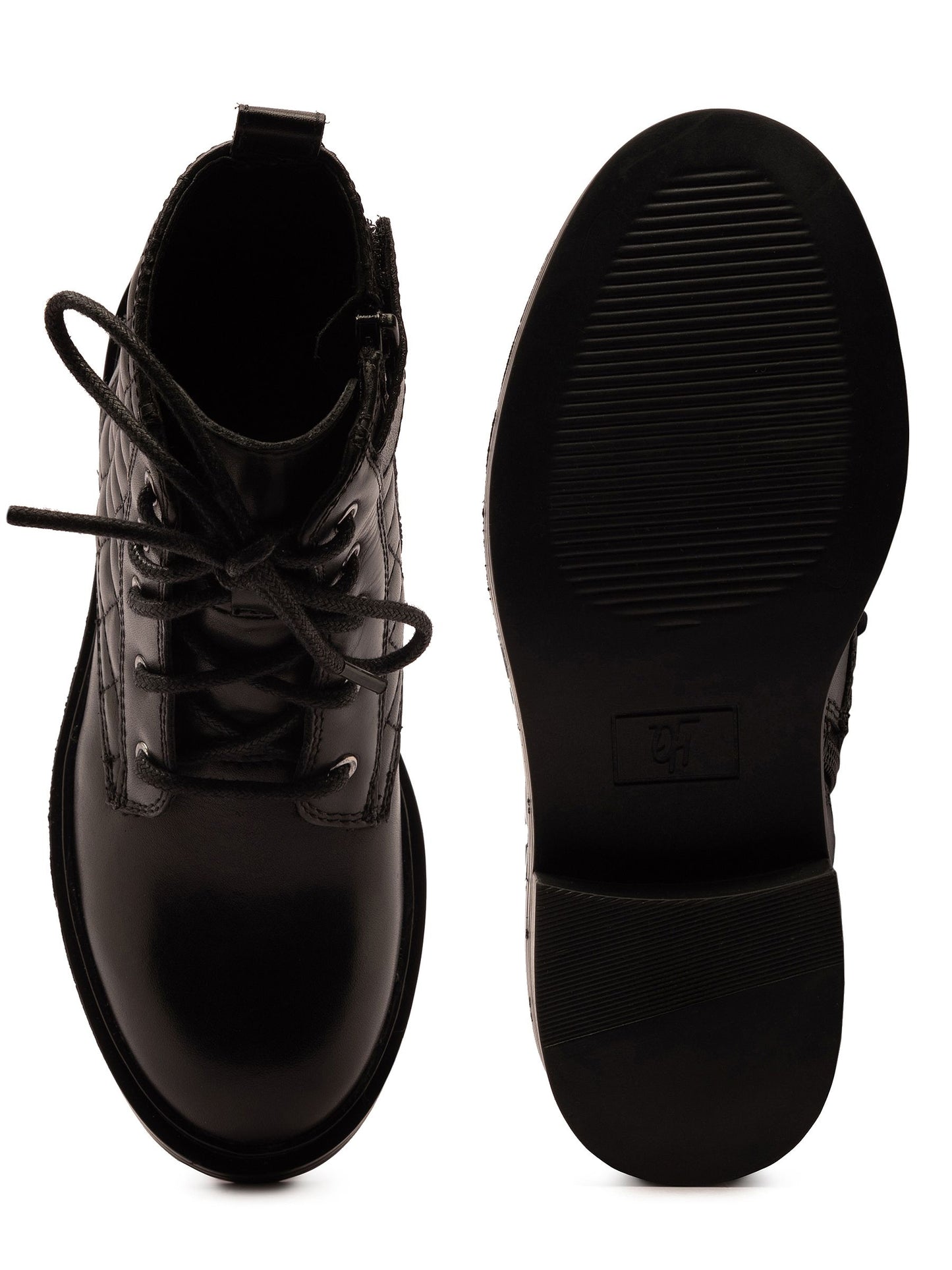 Off The Hook Black Sophia Leather Quilted Ankle Lace-Up Boots image 6