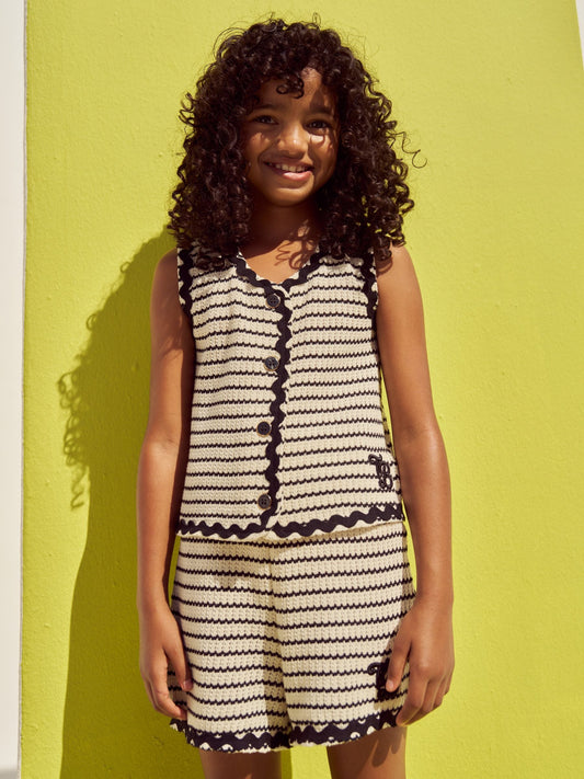 Dsiney Kidz - Baker by Ted Baker 2 Piece Ric-Rac Crochet Vest & Shorts Set image 2
