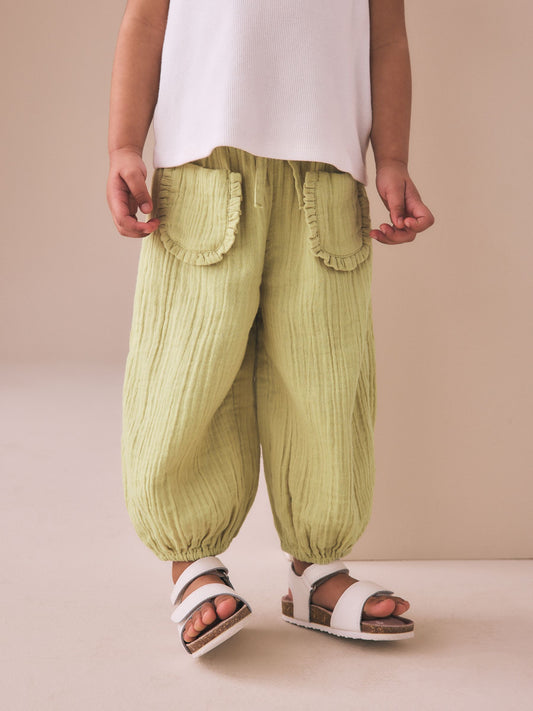 Khaki Green Pull On Trousers (3mths-7yrs) image 2