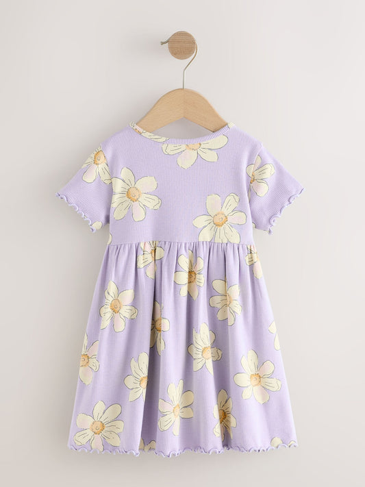 Dsiney Kidz - Lilac Daisy Short Sleeve Ribbed Dress (3mths-7yrs) image 2