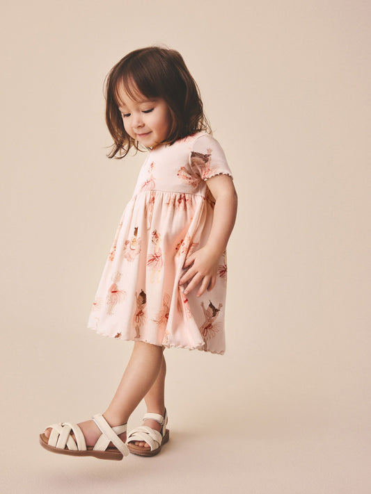 Dsiney Kidz - Pink Ballerina Short Sleeve Ribbed Dress (3mths-7yrs) image 2