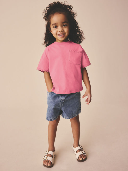 Pink Short Sleeve Ric Rac Trim T-Shirt (3mths-7yrs) image 2