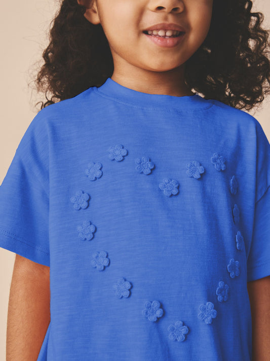 Blue Short Sleeve Applique Flower T-Shirt (3mths-7yrs) image 2