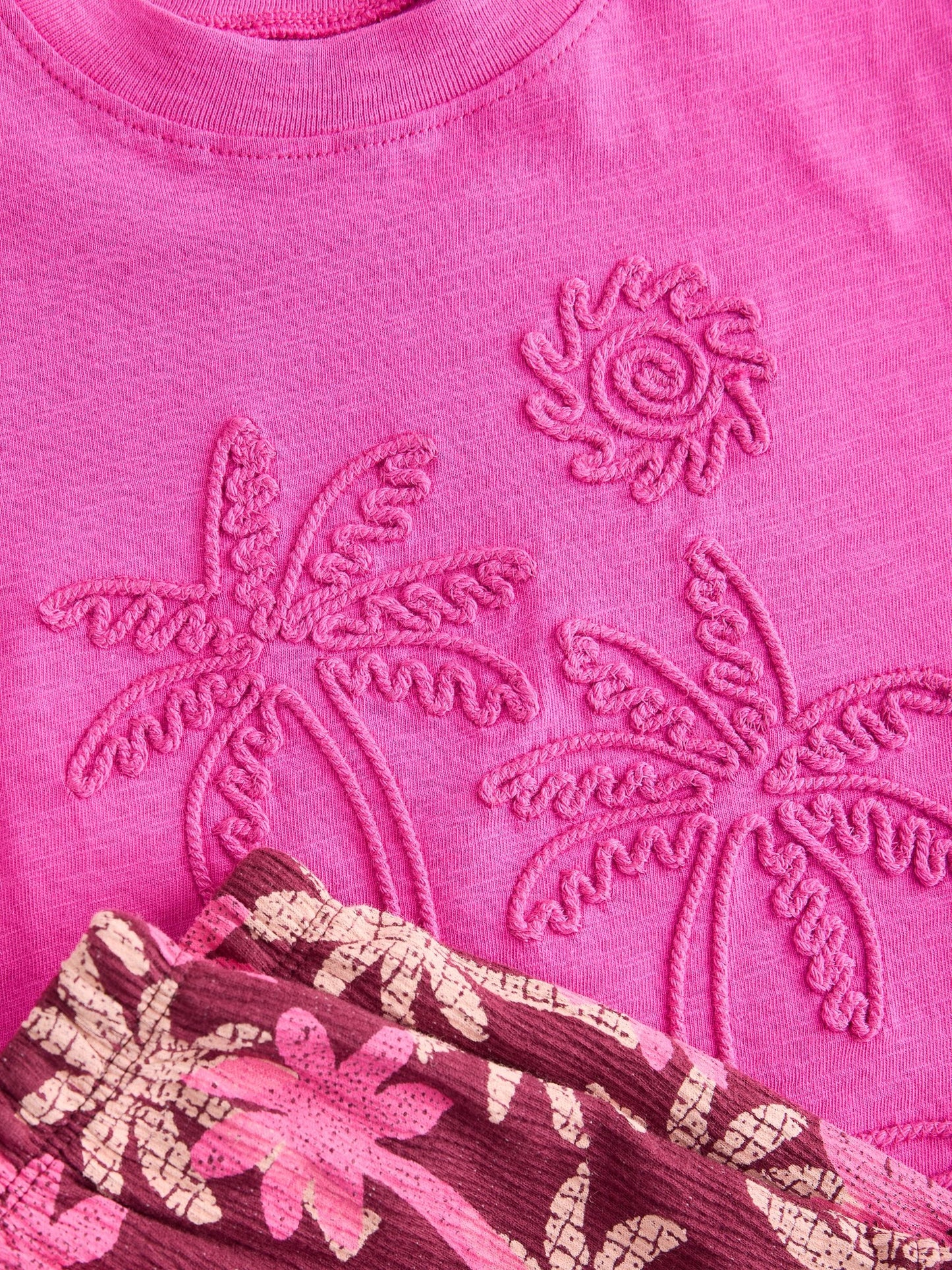 Pink/Purple Palm Tree Embroidery Short Sleeve Top and Shorts Set (3mths-7yrs) image 9