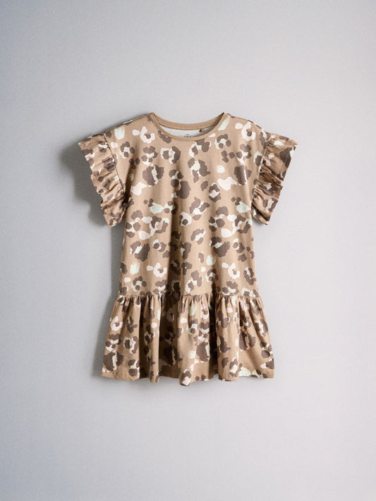 Dsiney Kidz - The Set Short Frill Sleeve Drop Waist Jersey Dresses 3 Pack Pink/Green/Leopard Print image 2