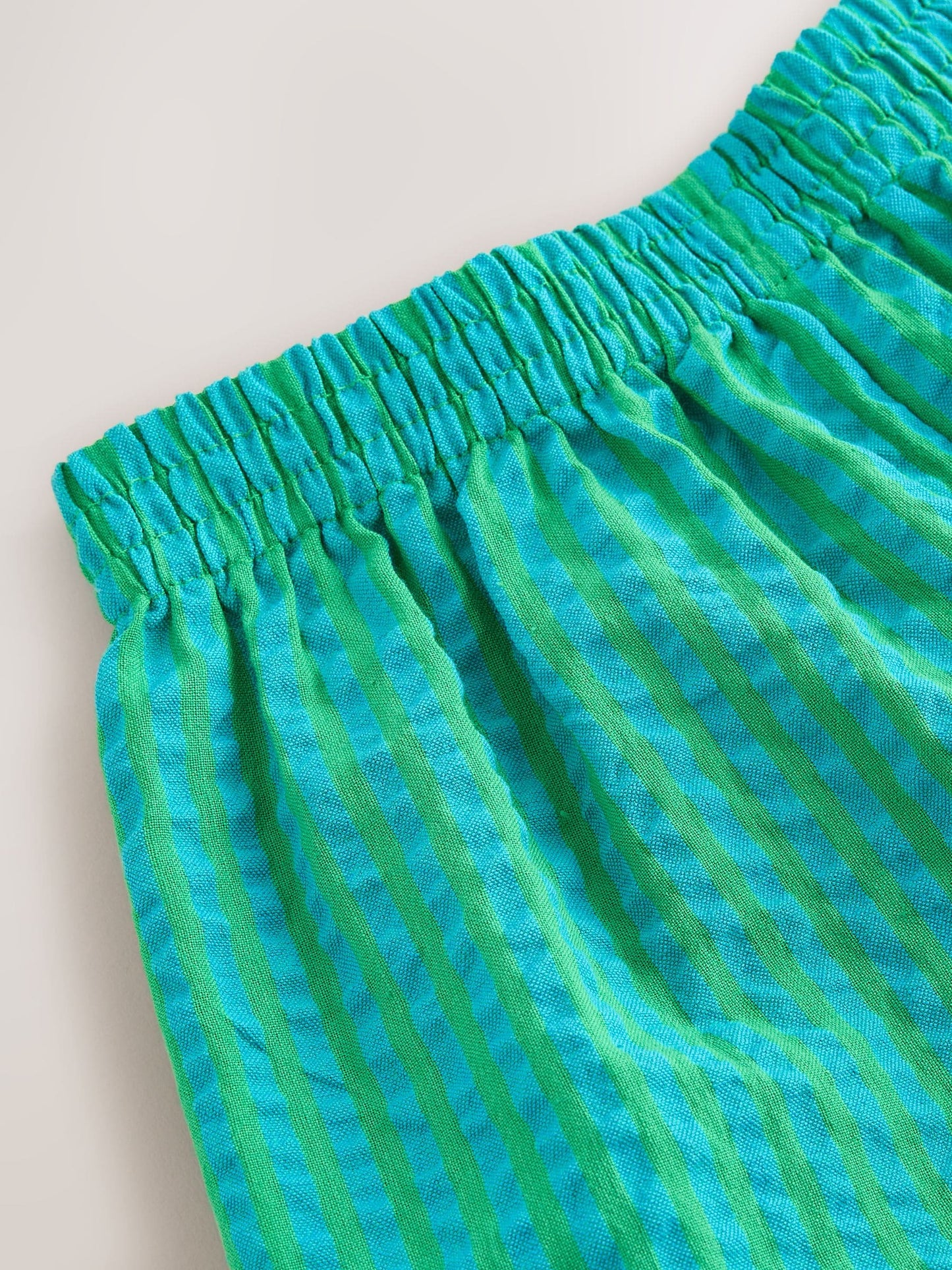 Green Seersucker Stripe Crochet Trim Shorts (3mths-7yrs) image 4