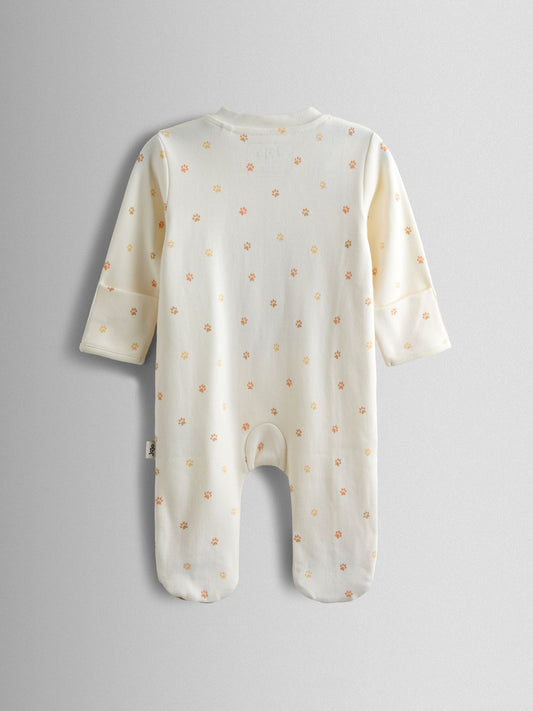 JoJo Maman Bébé Cream Bear Appliqué Zip Sleepsuit image 2