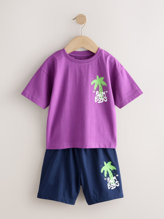 Black/Purple/White Graffiti Beach Vibes Short Pyjamas 3 Pack (9mths-12yrs) image 3