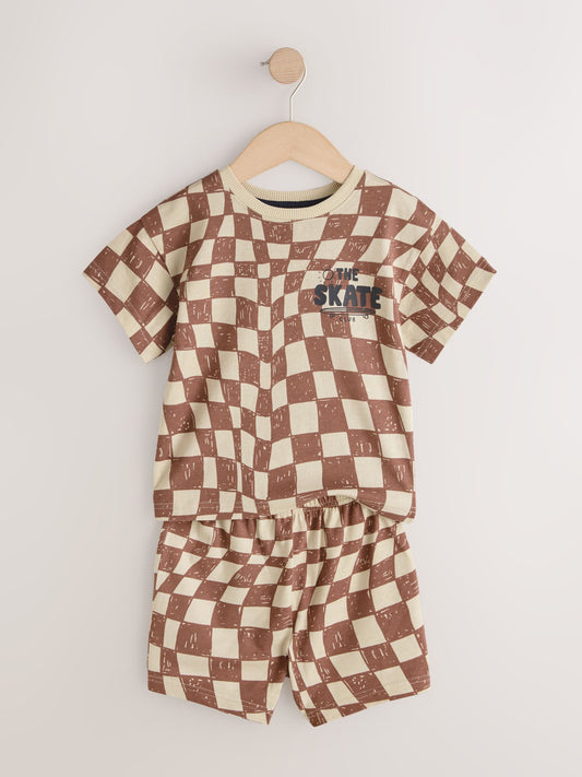 Black/Berry Checkerboard Skate Short Pyjamas 3 Pack (9mths-10yrs) image 3