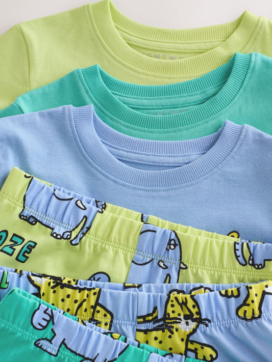 Blue/Green Animal Fun Short Pyjamas 3 Pack (9mths-8yrs) image 3
