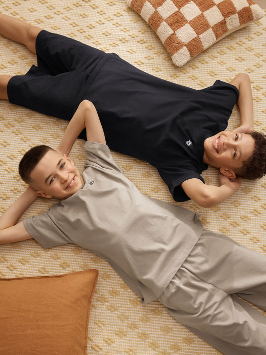 Black/Ecru Plain Short Pyjamas 2 Pack (3-16yrs) image 3