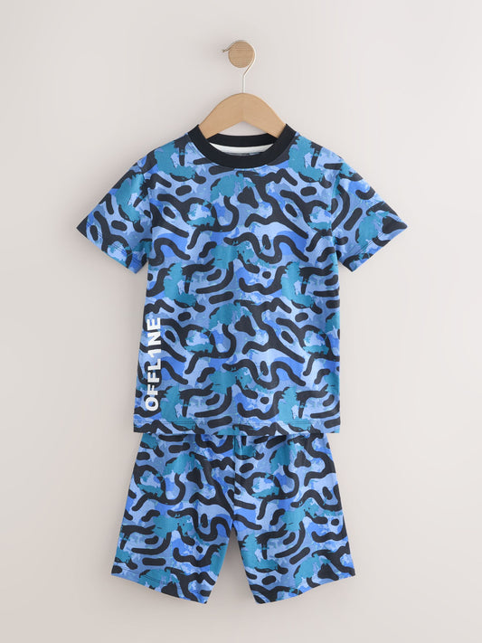 Blue/Grey/Black Camo Offline Short Pyjamas 3 Pack (3-16yrs) image 3