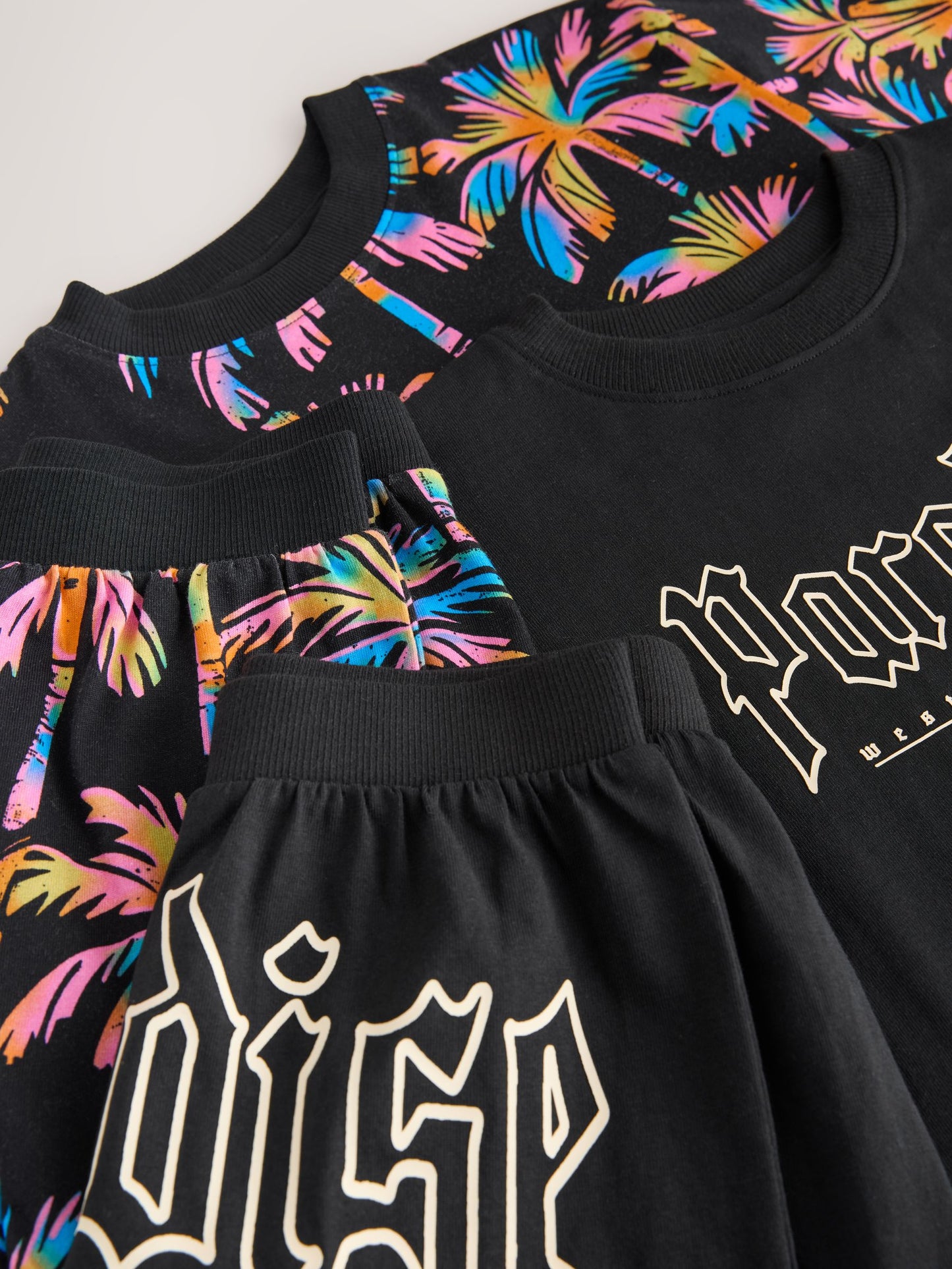Black/Pink Palm Trees & Paradise Short Pyjamas 2 Pack (3-16yrs) image 7