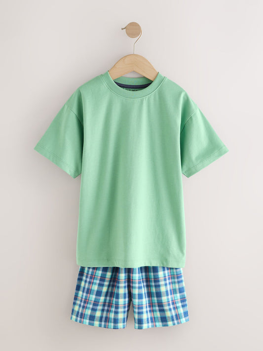 Green/Orange Woven Check Shorts Pyjamas 2 Pack (4-16yrs) image 3