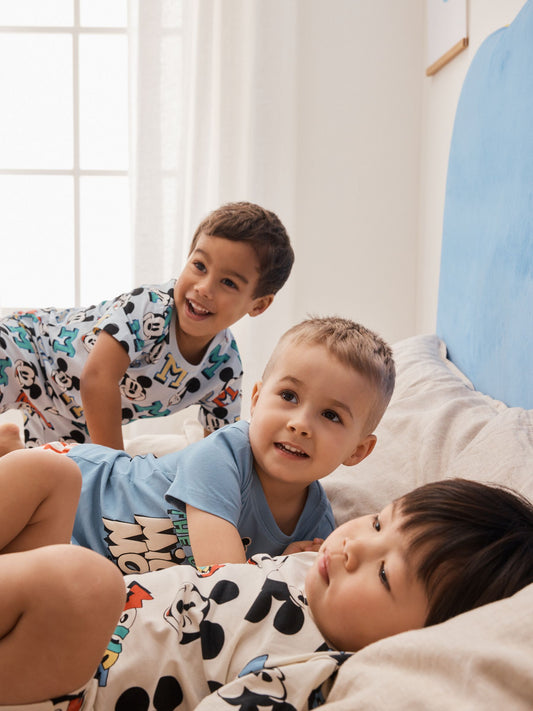 Red/Blue/Cream Mickey Mouse Short Pyjamas 3 Pack (9mths-9yrs) image 3