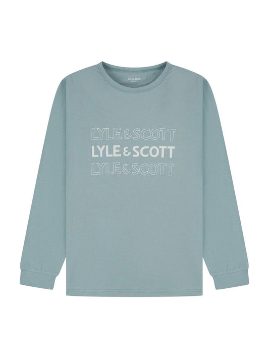 Lyle & Scott Blue Boys Burt Long Sleeve T-Shirt and Cuffed Joggers Set - image 2