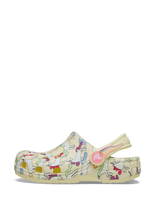 Crocs Yellow Classic Unicorn Graphic Clogs image 2